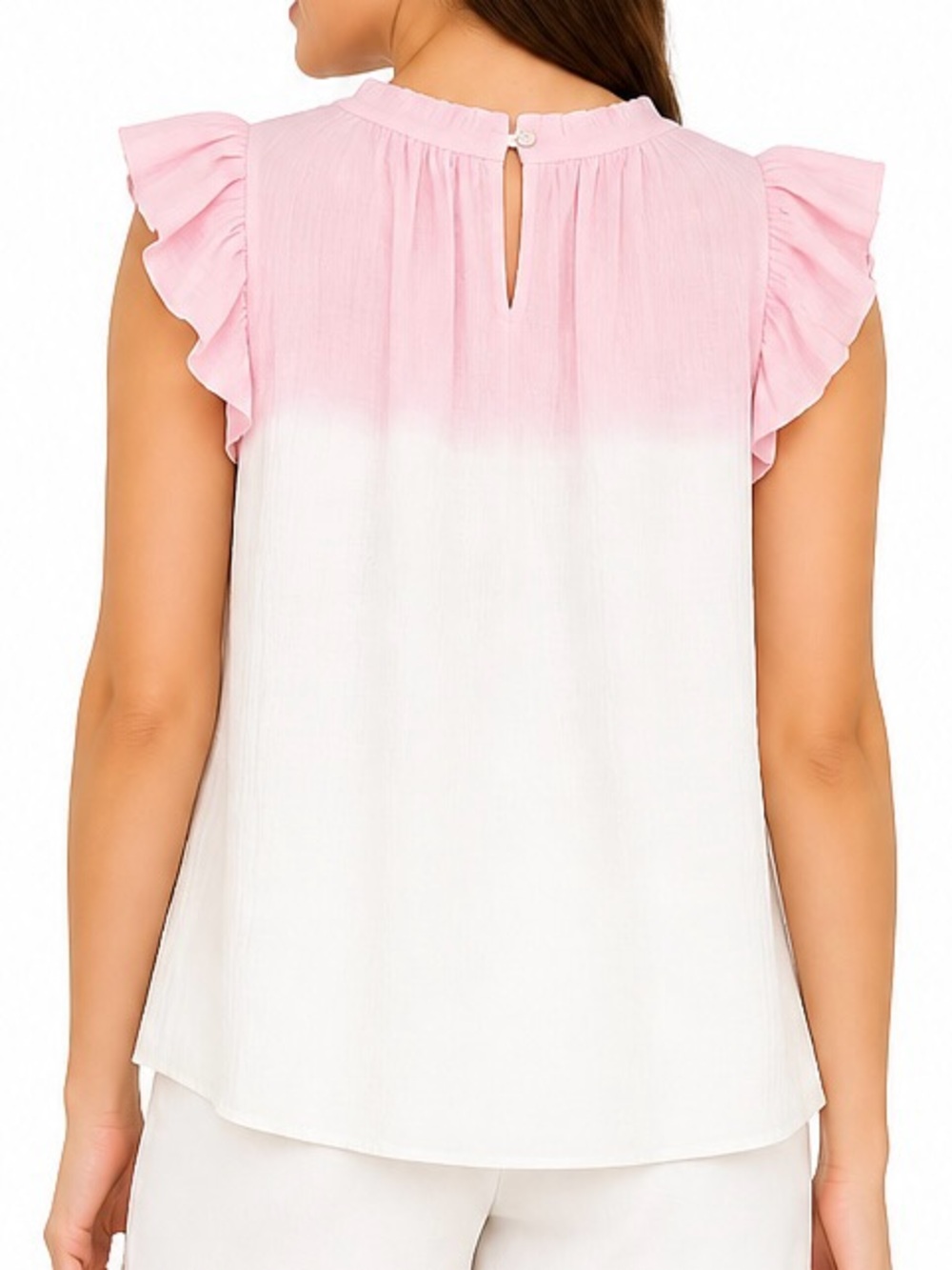 THML Pink Ombré Flutter Sleeve Blouse Women’s Small Lightweight Boho Top - Picture 2 of 7